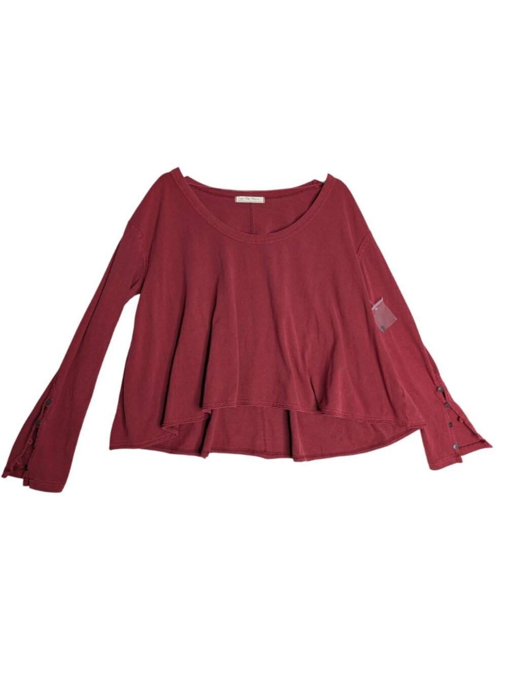 We The Free Womens Scoop Neck Long Sleeve Swing Top Maroon XL NWOT Cotton - Picture 12 of 13
